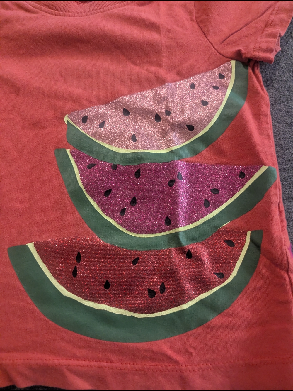 Hanna Andersson Red Tee with Glitter Watermelon Slices - Picture 2 of 3